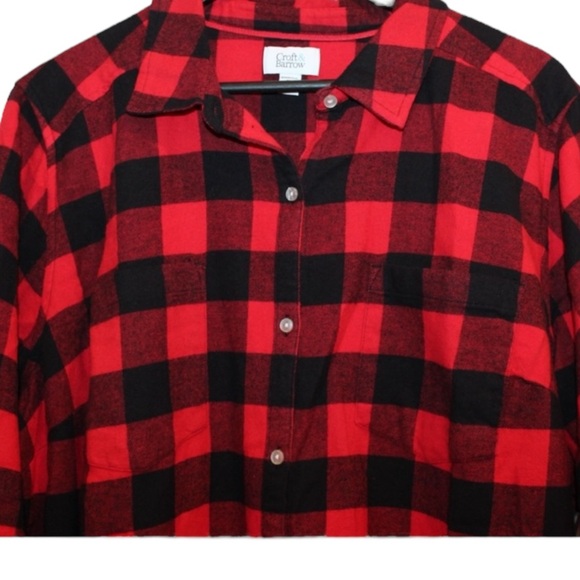 CROFT & BARROW NWT Plaid Flannel Shirt in Red/Black Size PXXL — PETITE XXL — NWT - Picture 4 of 9